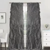 Sweet Home Collection Chic Voile Vertical Ruffled Rod Pocket Sheer Single Curtain Panel In Gray