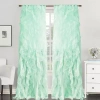 Sweet Home Collection Chic Voile Vertical Ruffled Rod Pocket Sheer Single Curtain Panel In Green