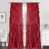 Sweet Home Collection Chic Voile Vertical Ruffled Rod Pocket Sheer Single Curtain Panel In Red