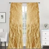 Sweet Home Collection Chic Voile Vertical Ruffled Rod Pocket Sheer Single Curtain Panel In Yellow