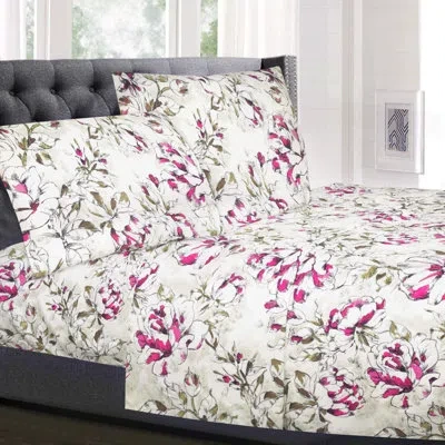 Sweet Home Collection Dolce Floral Microfiber Sheet Set In Pink;cream