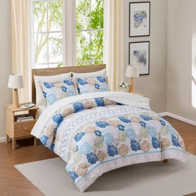 Sweet Home Collection Floral Stripe Bed-in-a-bag Printed Comforter Set