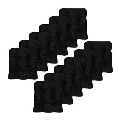 Sweet Home Collection Fluffy Memory Foam Tufted Chair Cushion Non Slip Rubber Back In Black