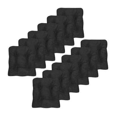 Sweet Home Collection Fluffy Memory Foam Tufted Chair Cushion Non Slip Rubber Back In Black