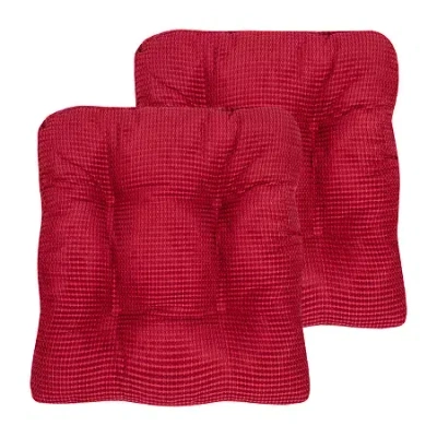 Sweet Home Collection Fluffy Memory Foam Tufted Chair Cushion Non Slip Rubber Back In Red