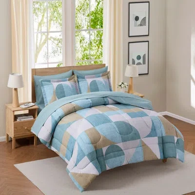 Sweet Home Collection Geo-aqua Bed-in-a-bag Printed Comforter Set