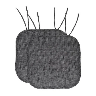 Sweet Home Collection Herringbone Stitch Memory Foam Non-slip 16" X 16" Chair Cushion Pad With Ties In Black