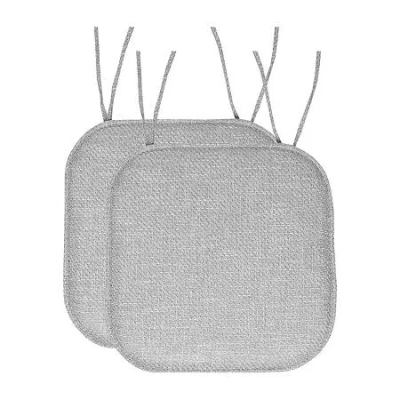Sweet Home Collection Herringbone Stitch Memory Foam Non-slip 16" X 16" Chair Cushion Pad With Ties In Gray