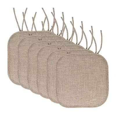 Sweet Home Collection Herringbone Stitch Memory Foam Non-slip 16" X 16" Chair Cushion Pad With Ties In Brown