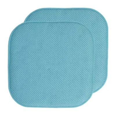 Sweet Home Collection Honeycomb Memory Foam No Slip Back 16" X 16" Chair Pad Cushion In Blue