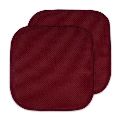 Sweet Home Collection Honeycomb Memory Foam No Slip Back 16" X 16" Chair Pad Cushion In Red