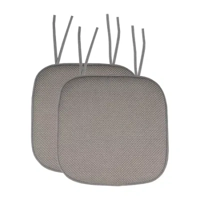 Sweet Home Collection Honeycomb Memory Foam Non-slip 16" X 16" Chair Cushion Pad With Ties In Silver
