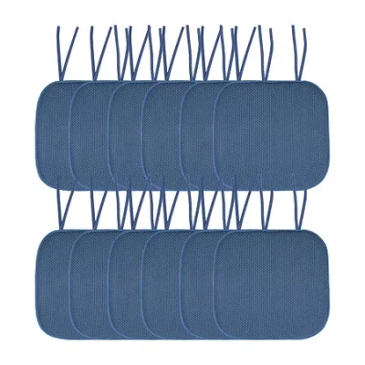 Sweet Home Collection Honeycomb Memory Foam Non-slip 16" X 16" Chair Cushion Pad With Ties In Blue