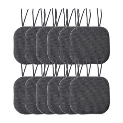 Sweet Home Collection Honeycomb Memory Foam Non-slip 16" X 16" Chair Cushion Pad With Ties In Gray