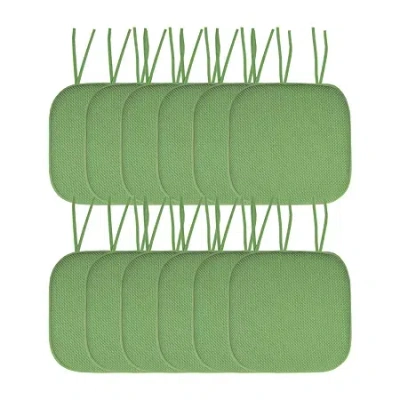 Sweet Home Collection Honeycomb Memory Foam Non-slip 16" X 16" Chair Cushion Pad With Ties In Green