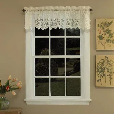 Sweet Home Collection Hopewell Old World Style Floral Lace 2-pc. Rod Pocket Window Tier In Sand