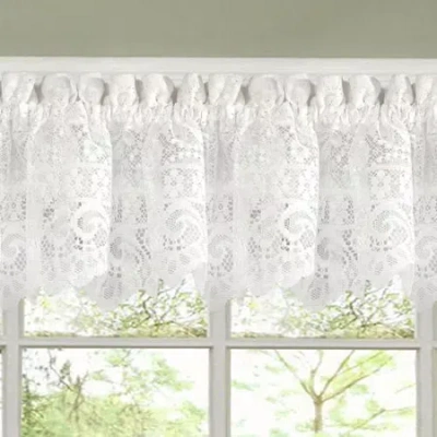 Sweet Home Collection Hopewell Old World Style Floral Lace 2-pc. Rod Pocket Window Tier In White