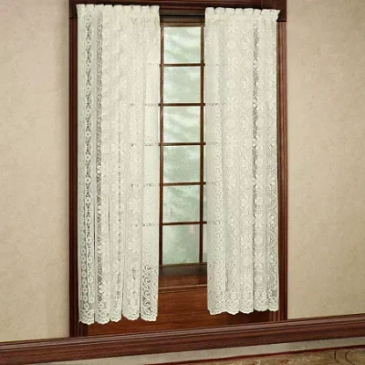 Sweet Home Collection Hopewell Old World Style Floral Lace Rod Pocket Sheer Single Curtain Panel In Sand