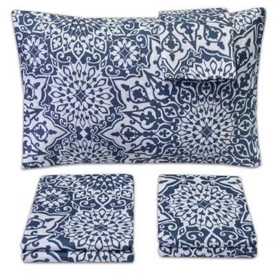 Sweet Home Collection Mandala Oasis Microfiber Sheet Set In Blue