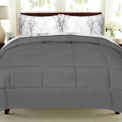 Sweet Home Collection Marble Comforter Bedding Set In Gray