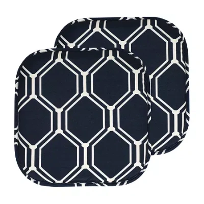 Sweet Home Collection Mirage Hexagonal Memory Foam No Slip Back 16" X 16" Chair Pad Cushion In Blue