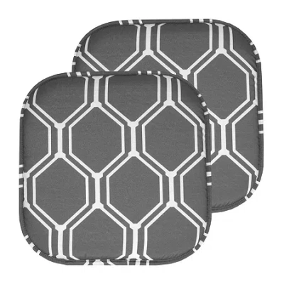 Sweet Home Collection Mirage Hexagonal Memory Foam No Slip Back 16" X 16" Chair Pad Cushion In Gray
