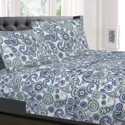Sweet Home Collection Modern Supreme Paisley Microfiber Sheet Set In Blue;white