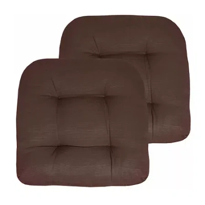 Sweet Home Collection Patio Cushions Indoor/outdoor Reversible Chair Pads Tufted 19" X 19" In Brown