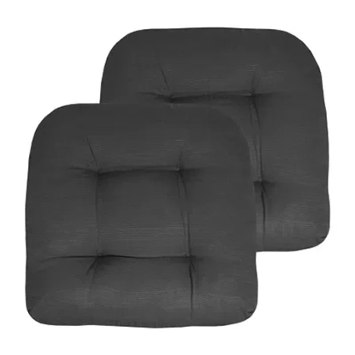 Sweet Home Collection Patio Cushions Indoor/outdoor Reversible Chair Pads Tufted 19" X 19" In Gray