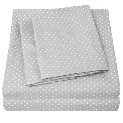 Sweet Home Collection Polka Dot Printed Microfiber Sheet Set In Gray Pin Dot