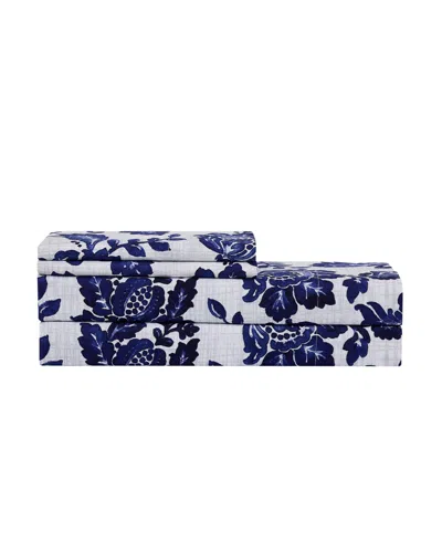 Sweet Home Collection Printed Double Brushed 1500-thread Count Soft Microfiber 4-pc. Sheet Set, King In Blue