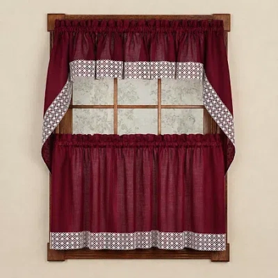 Sweet Home Collection Salem 5-pc. Rod Pocket Kitchen Curtains & Drapes Window Set In Red