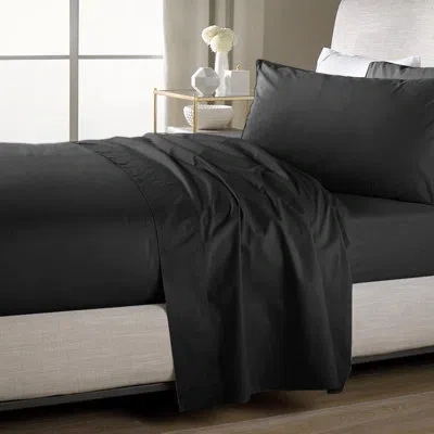 Sweet Home Collection Single Flat/top Sheet Only, Ultra Soft Double Brushed Microfiber In Black