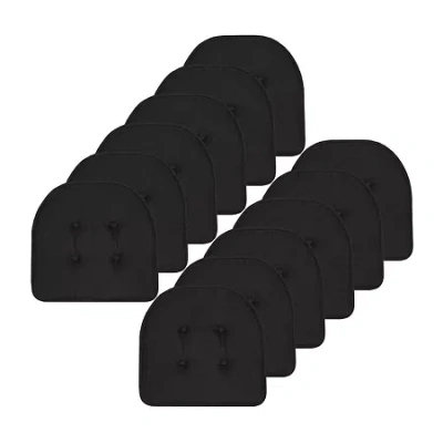 Sweet Home Collection Solid Color U Shaped Memory Foam 17" X 16" Chair Cushions In Black