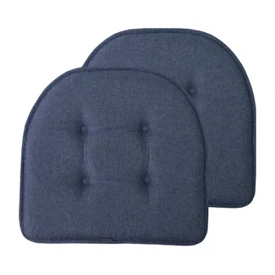 Sweet Home Collection Solid Color U Shaped Memory Foam 17" X 16" Chair Cushions In Blue