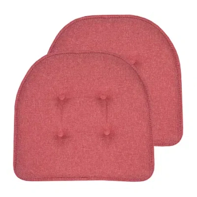 Sweet Home Collection Solid Color U Shaped Memory Foam 17" X 16" Chair Cushions In Orange