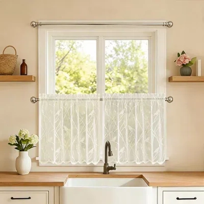 Sweet Home Collection Songbird 5-pc. Rod Pocket Kitchen Curtains & Drapes Window Set In Neutral