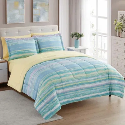 Sweet Home Collection Sorento Printed Bed In A Bag Comforter Set In Green;purple;blue,yellow