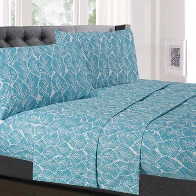Sweet Home Collection Tropical Floral Microfiber Sheet Set In Light Blue