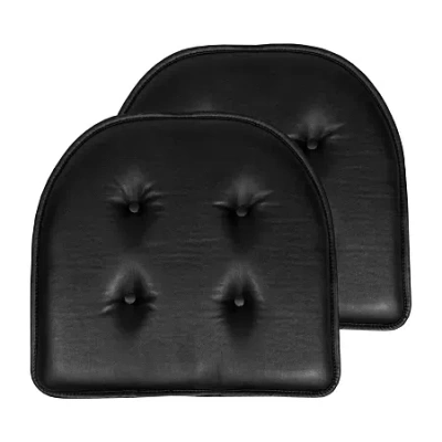 Sweet Home Collection U-shape Faux Leather No Slip Memory Foam Chair Cushion 16" X 17" In Black