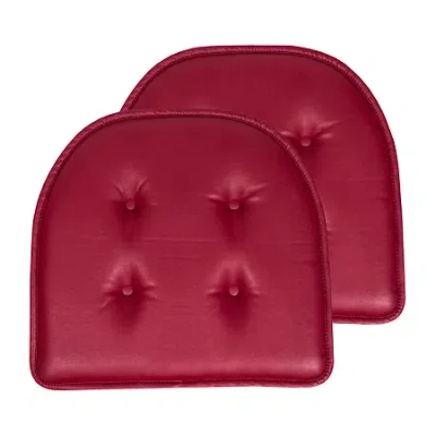 Sweet Home Collection U-shape Faux Leather No Slip Memory Foam Chair Cushion 16" X 17" In Red