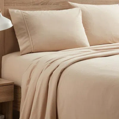 Sweet Home Collection Ultra Soft Microfiber Flannel Sheet Set In Beige
