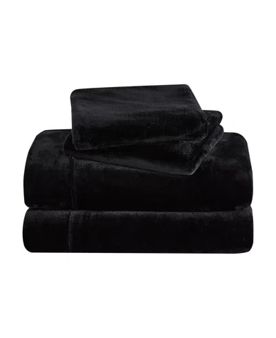 Sweet Home Collection Ultra Soft Microplush Solid Fleece 4-pc. Sheet Set, King In Black