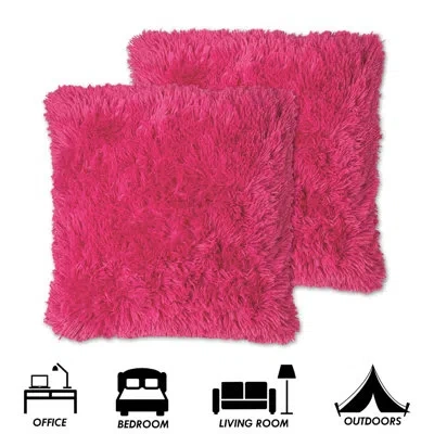 Sweet Home Collection Very Soft And Comfy Plush Faux Fur Throw Pillow In Hot Pink