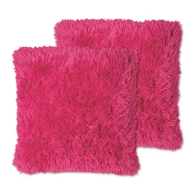 Sweet Home Collection Very Soft & Comfy Plush Long Faux Fur 18" X 18" Throw Pillows 2 Pack In Pink