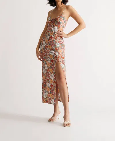 Sweet Lemon Colorful Floral Maxi Dress In Brown