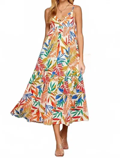 Sweet Lemon Tropical Print Tired Dress In Multi