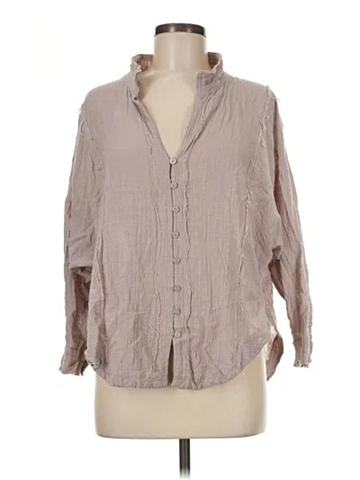 Pre-owned Sweet Lovely By Jen 3/4 Sleeve Button Down Shirt In Tan