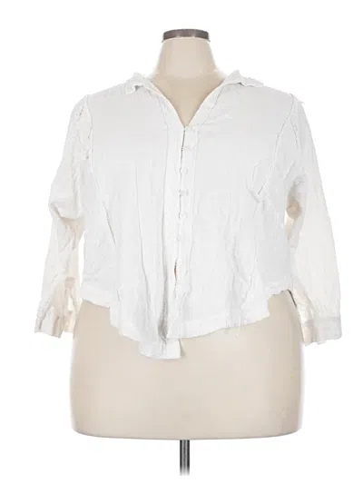 Pre-owned Sweet Lovely By Jen 3/4 Sleeve Button Down Shirt In White
