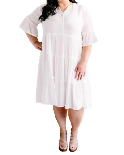 Sweet Lovely By Jen Bohemian Tiered Dress In Natural White